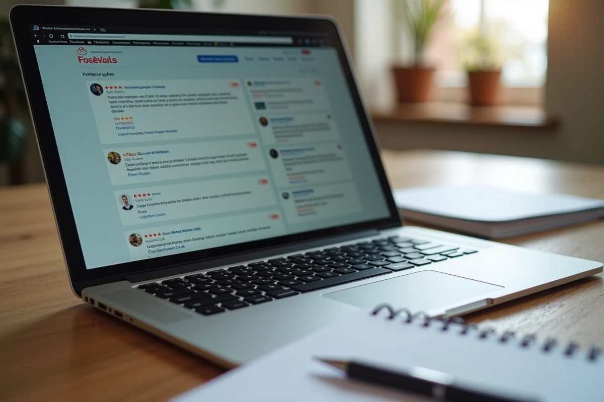 Écran d'ordinateur affichant des avis d'utilisateurs sur un site d'annonces de location immobilière