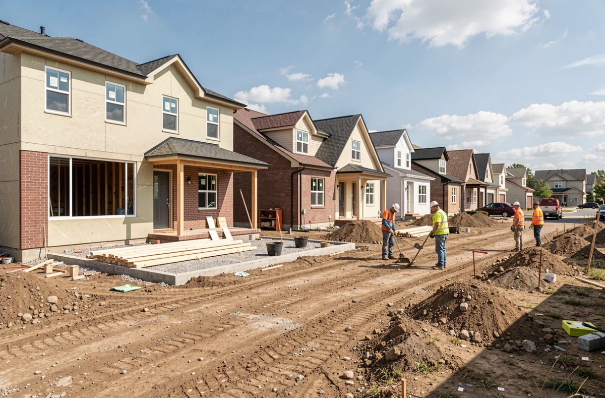 Chantier de maisons neuves en cours de construction