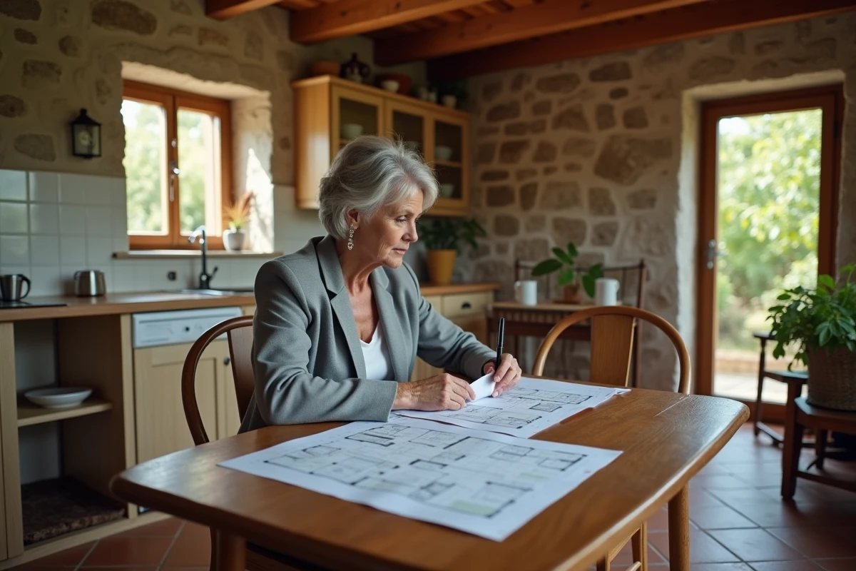 Femme étudiant un dossier de location pour une maison avec jardin en Saône-et-Loire