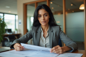 Femme d'affaires confiante dans un bureau moderne