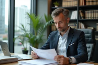 Homme d'affaires en réunion dans un bureau moderne