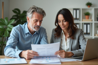 Couple d'affaires en réunion à domicile