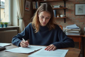 Locataire en zone tendue consultant un contrat de bail dans un appartement parisien