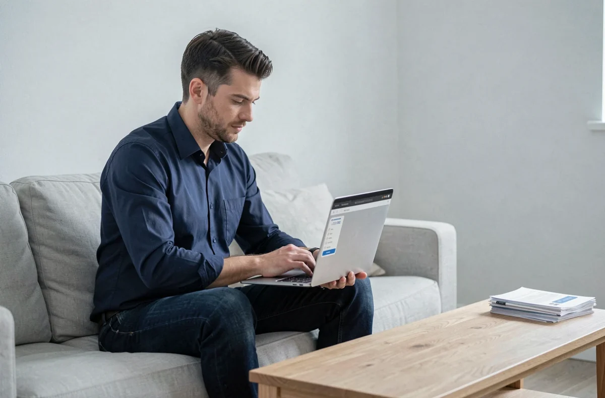 Locataire accédant à son attestation d'assurance habitation en ligne depuis son appartement