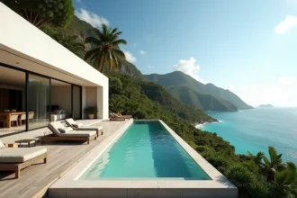 Villa de luxe confidentielle à Saint-Barthélemy avec piscine à débordement et vue panoramique sur la mer des Caraïbes